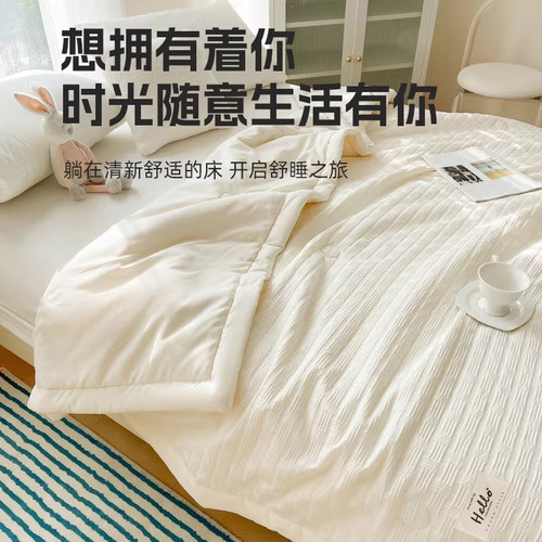 无印良品大豆纤维被夏凉被空调被夏季四件套薄被子可水洗机洗夏被 - 图0