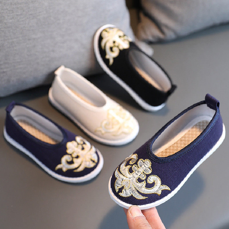 儿童汉服鞋男童布鞋春秋新款潮防臭软底手工一脚蹬中国风绣花鞋,淘宝优惠券,粉丝福利购,淘宝优惠卷