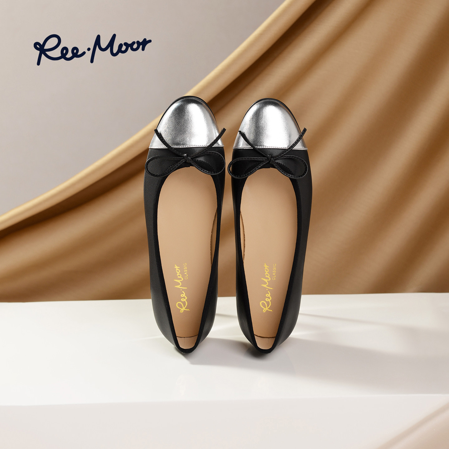 REEMOOR睿慕2025秋季新款蝴蝶结浅口单鞋舒适增高小香风平底鞋女,淘宝优惠券,粉丝福利购,淘宝优惠卷