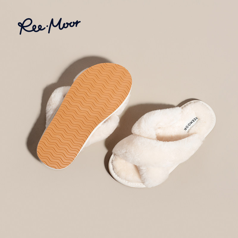 REEMOOR睿慕2025年秋冬新款高级感毛毛绒拖鞋女外穿居家交叉拖鞋,淘宝优惠券,粉丝福利购,淘宝优惠卷
