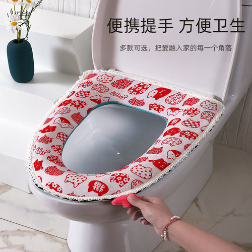 棉麻马桶垫坐垫四季通用防水家用夏季马桶坐垫座便器垫坐便套 - 图2