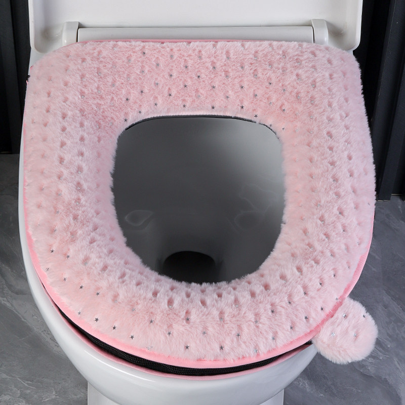 兔绒烫银梦幻星星马桶坐垫秋冬保暖家用防尘加大加厚拉链款坐便套,淘宝优惠券,粉丝福利购,淘宝优惠卷