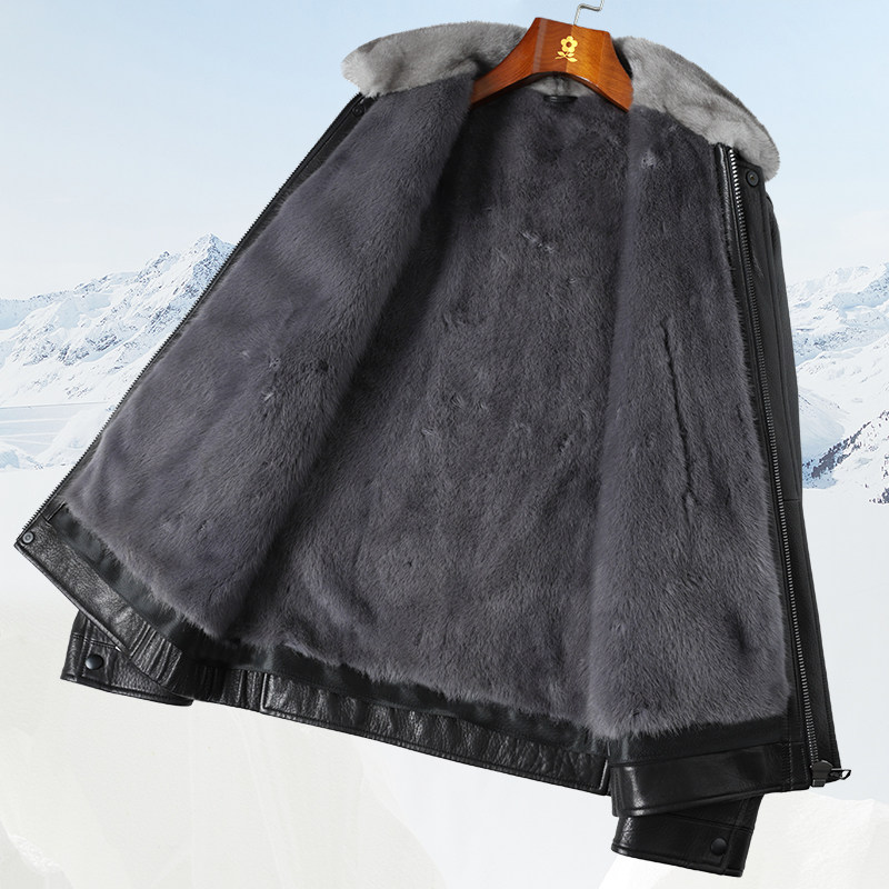[水貂毛内胆/山羊皮]梦特娇冬季男皮衣水貂毛翻领真皮派克服保暖J,淘宝优惠券,粉丝福利购,淘宝优惠卷