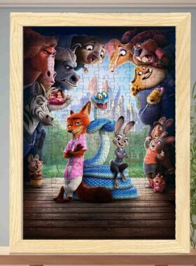 疯狂动物城2拼图木质1000片卡通动漫diy桌面手工儿童玩具摆件礼物