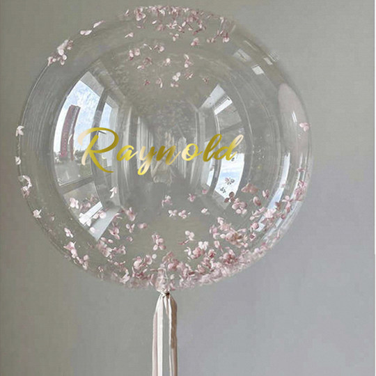 粉色花瓣透明波波飘空气球装饰儿童周岁生日场景布置女孩求婚婚礼