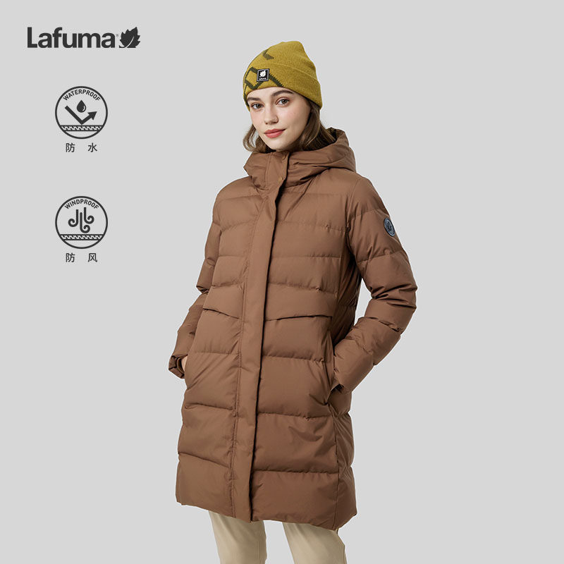 LAFUMA乐飞叶户外防水防风中长连帽大鹅绒保暖羽绒服女美拉德