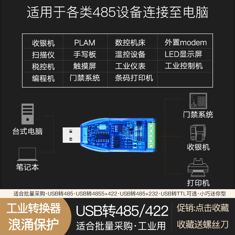 电脑笔记本接口USB转RS485/RS422模块转rs232串口usb转485/422/TTL转换器数据线转接头转接器串口线232通讯线 - 图2