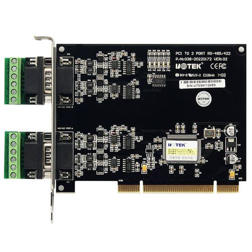 宇泰UT-713电脑主机台式机双串口卡PCI转2口RS485/RS422扩展卡485 - 图1