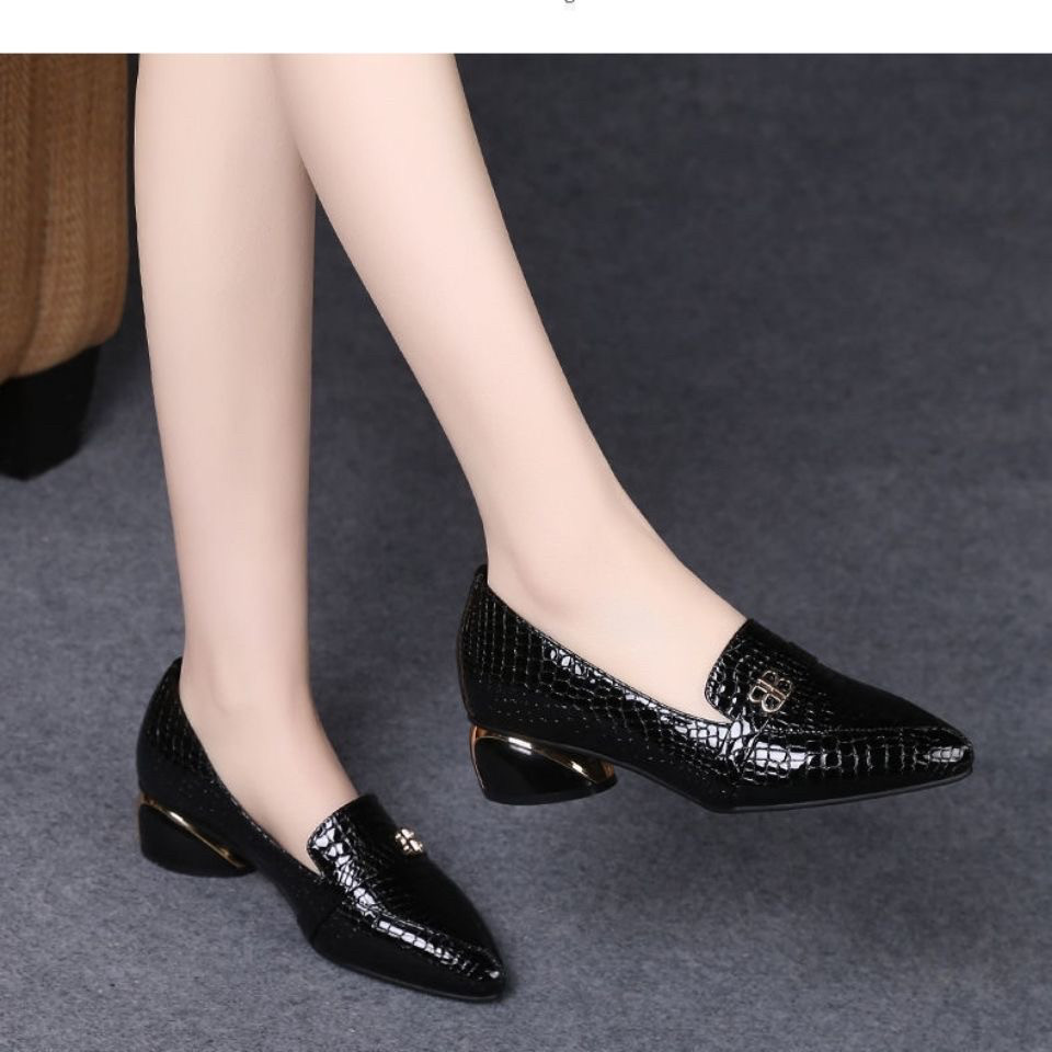 2024新款春季皮鞋女软皮粗跟真皮女鞋春秋中跟单鞋春款平底豆豆鞋,淘宝优惠券,粉丝福利购,淘宝优惠卷