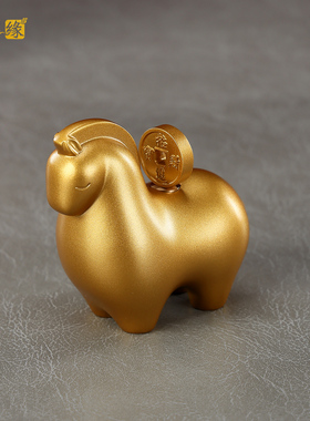 实心黄铜《马上赚钱》马到成功小摆件家居装饰品创意桌面小摆设