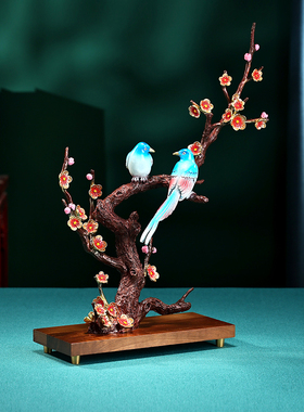 彩铜喜上眉梢摆件《双喜临门》