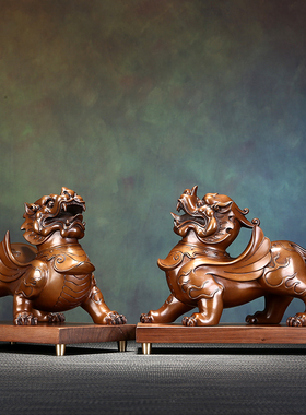 紫铜貔貅摆件一对客厅办公室礼品