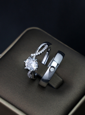 结婚对戒1克拉锆石仿真钻戒道具