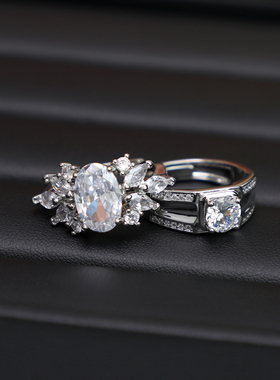 三克拉鸽子蛋戒指活口可调对戒