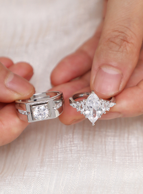 结婚仿真三克拉马眼钻对戒