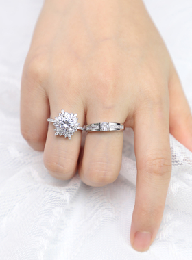 结婚仿真超大钻戒雪花活口戒指可调节对戒婚礼仪式拍照摄影用道具