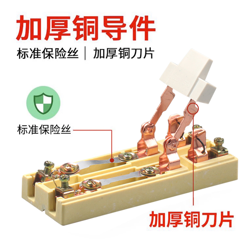 单相两相63A家用 刀闸开关220V蓝色透明 闸刀 单投负荷式隔离开关