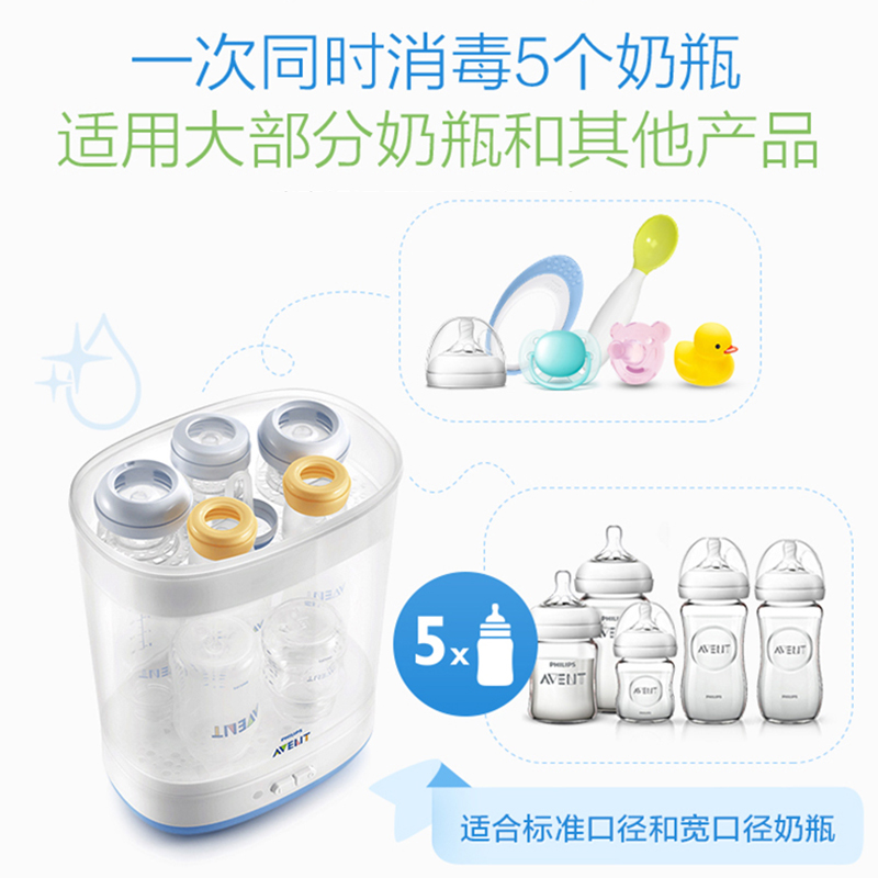 飞利浦新安怡蒸汽消毒器宝宝奶瓶消毒锅奶嘴大容量多功能婴儿用品-图0