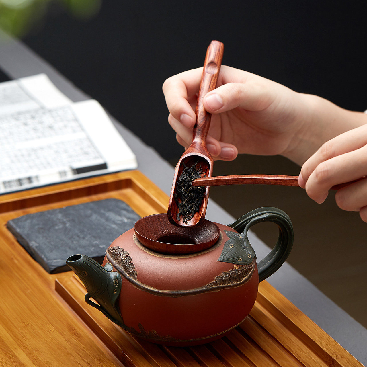美斯尼茶道六君子功夫茶具配件黑檀木小茶匙茶夹茶勺茶针套装_虎窝淘