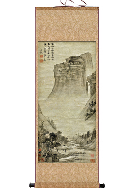 松梅双鹤装饰卷轴挂画