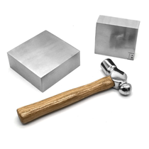 Square metal backing plate log handle Mini knockout hammer knock on flat gold and silver wire Jewelry Chisel Iron Anvil