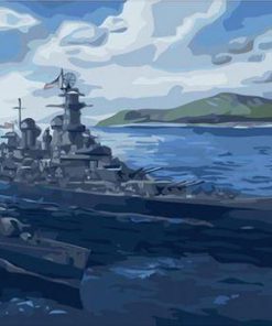 海洋军舰航母数字油画包邮填色减压治愈定制居家装饰画