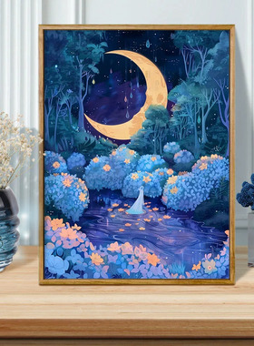 绣球花秘境数字油画diy填色画手工手绘丙烯油彩画装饰画