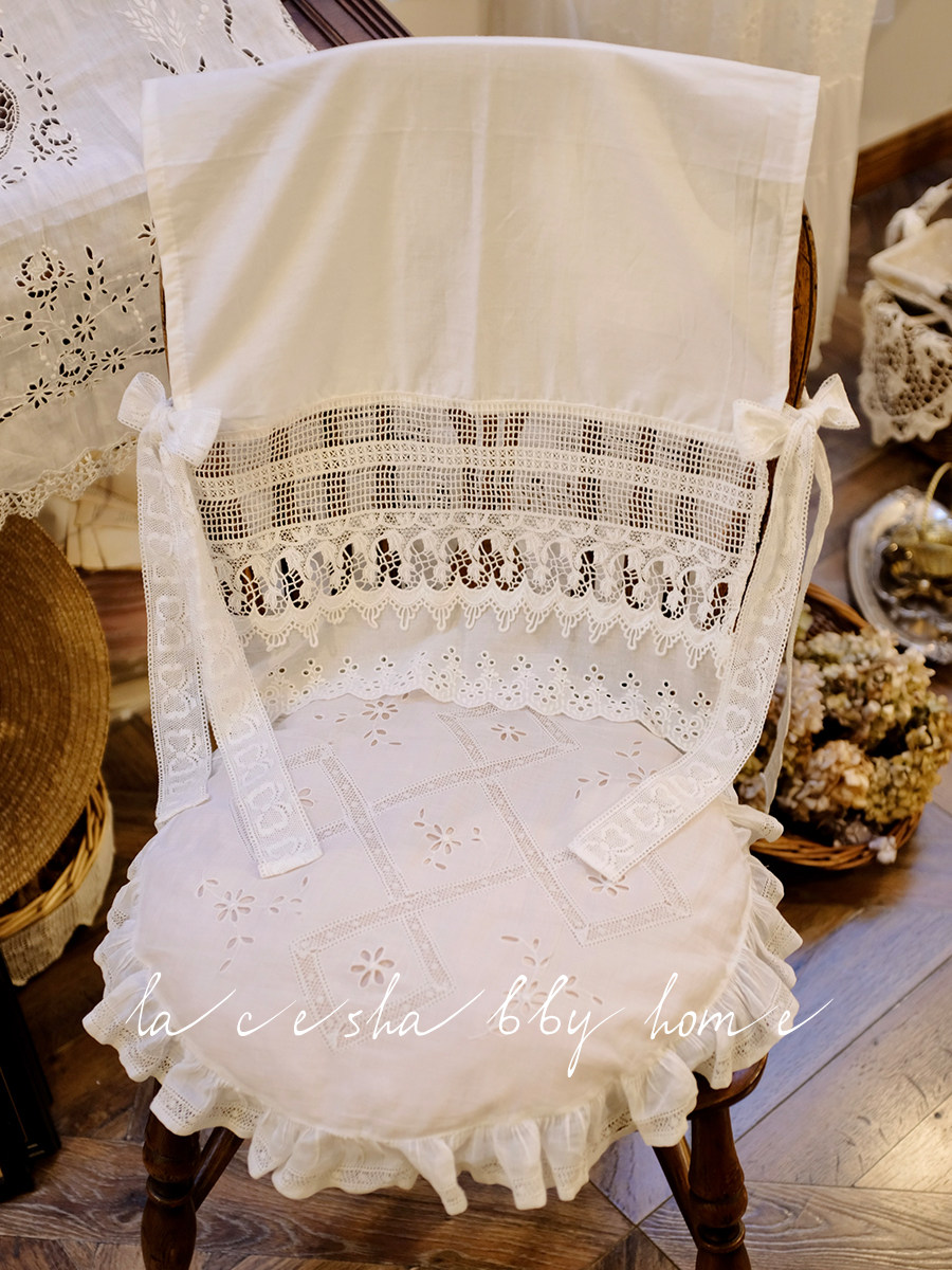 新款法式浪漫复古餐桌白色纯棉蕾丝蝴蝶结椅背套椅套椅罩,淘宝优惠券,粉丝福利购,淘宝优惠卷