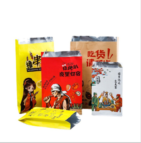 烧烤打包袋保温锡纸袋烤串一次性外卖炸串撸串防油牛皮纸袋子 - 图3