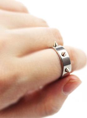 时尚单只不锈钢情侣锥情侣戒指