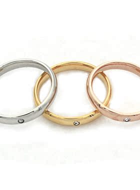 情侣韩版水晶钻钛钢女士戒子