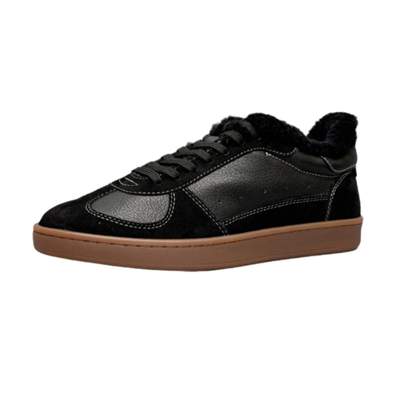 外贸牛皮情侣款加绒德训鞋女款秋冬休闲羊毛板鞋保暖厚底软底防滑,淘宝优惠券,粉丝福利购,淘宝优惠卷