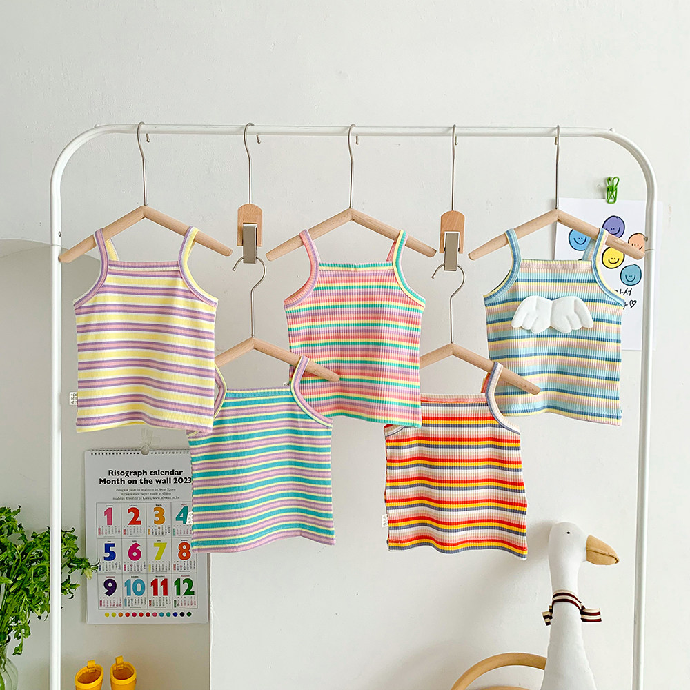 婴儿无袖上衣夏季女童彩虹条背心薄款女宝宝吊带衫T恤洋气儿童装,淘宝优惠券,粉丝福利购,淘宝优惠卷