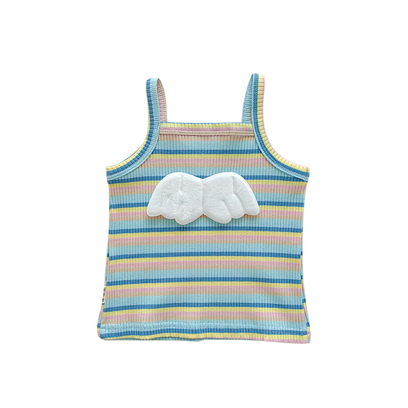 婴儿无袖上衣夏季女童彩虹条背心薄款女宝宝吊带衫T恤洋气儿童装,淘宝优惠券,粉丝福利购,淘宝优惠卷