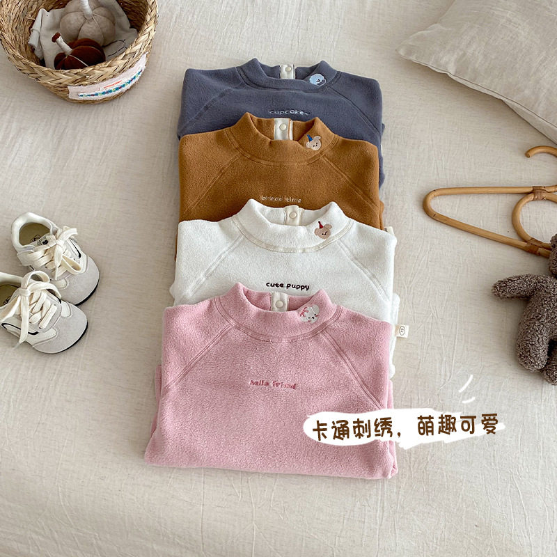 儿童摇粒绒打底衫冬季宝宝半高领T恤加厚保暖内搭男童卡通上衣潮,淘宝优惠券,粉丝福利购,淘宝优惠卷