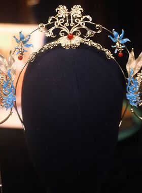 新中式仿点翠兰花鎏金发冠