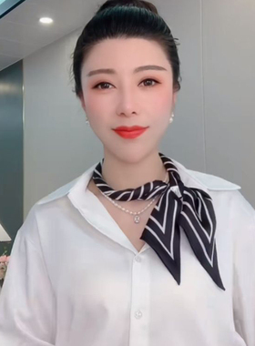 黑白条纹丝巾小长条女春秋2026新款细窄百搭搭配衬衫领巾围巾