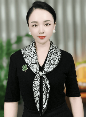2026秋季新款款时缎面女士护颈围巾三角巾贝珠丝巾外搭懒人围脖