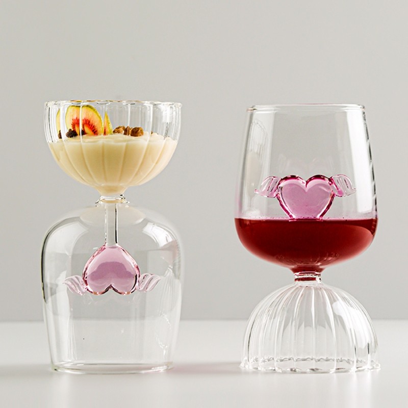网红INS风北欧创意高硼硅玻璃粉红爱心高脚杯红酒杯酒尾酒洋酒杯,淘宝优惠券,粉丝福利购,淘宝优惠卷