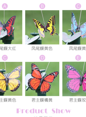 太阳能电池2用旋转仿真蝴蝶蜂鸟创意家居汽车摆件逗猫狗玩具