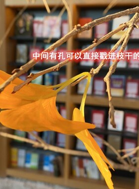 单片仿真银杏叶片单个黄色假叶子