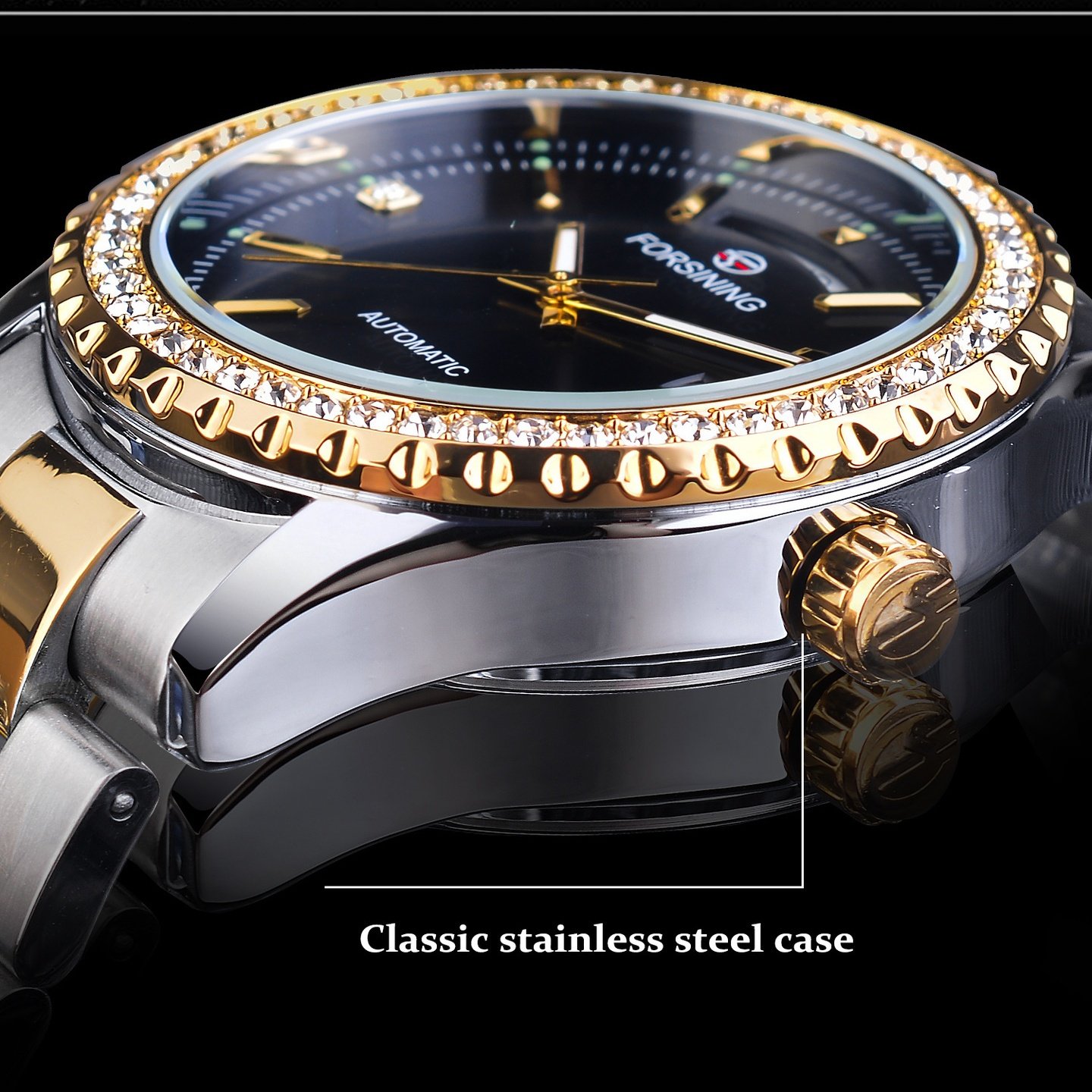 新款 forsining 欧美风范男士时尚休闲复古水钻腕表 自动机械手表,淘宝优惠券,粉丝福利购,淘宝优惠卷