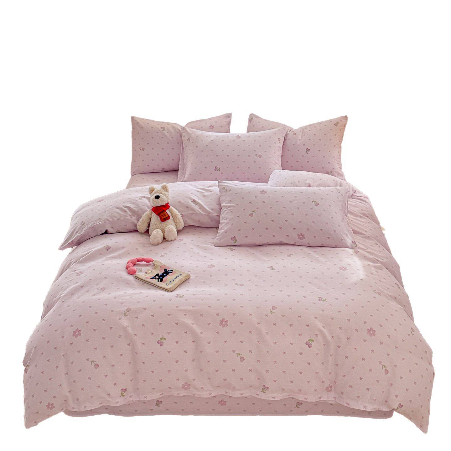 小清新卡通纯棉床上四件套加厚全棉被套宿舍单人床单床品2025新款,淘宝优惠券,粉丝福利购,淘宝优惠卷