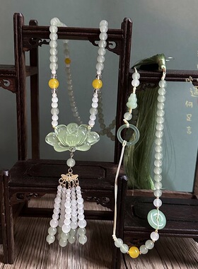 「爱莲说」莲花璎珞长款背云流苏项链新中式国风古风马面裙配饰品