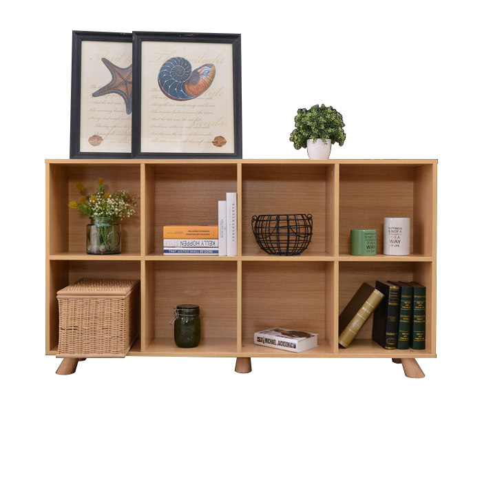 木柜矮柜储物柜矮书柜带门落地书架置物架客厅收纳柜电视柜格子柜 忆美时尚