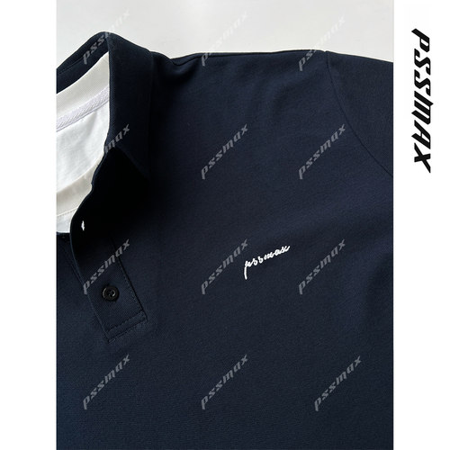 胖俗俗PSSMAX 夏季POLO衫男款2026新款老钱风翻领假两件短袖T恤男 - 图0