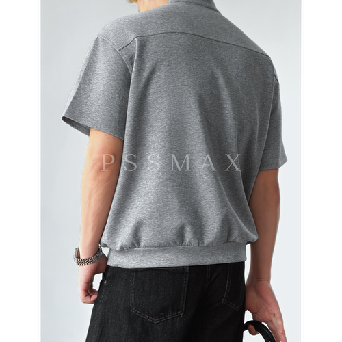 【现货】胖俗俗 PSSMAX深V阔形假两件短袖2026夏季宽松休闲T恤男 - 图3