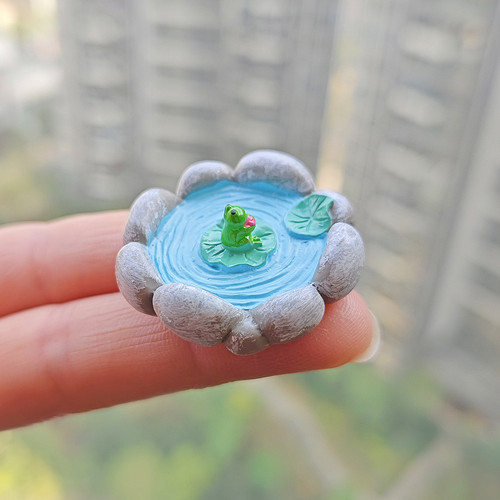 仿真迷你小水池池塘树脂摆件微景观场景造景配件手工材料鱼缸装饰 - 图3