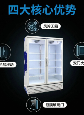 铭雪冷藏柜保鲜柜双层中空玻璃门