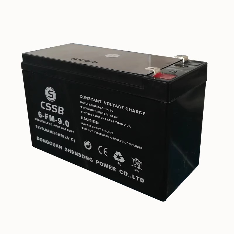 CSSB蓄电池6-FM-9.0沈松12V9AH消防童车音响电源电梯后备电瓶7ah - 图0